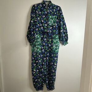 Diane Von Furstenberg Women's Long Sleeves Tapered Leg Floral Jumpsuit Sz XS